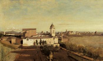 讓 巴蒂斯特 卡米耶 柯羅 Rome, the Trinita dei Monti - View from the Villa Medici